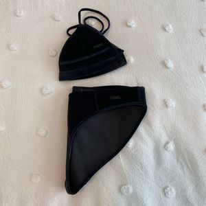 Triangl black Velvet bikini, S+ top, M bottoms